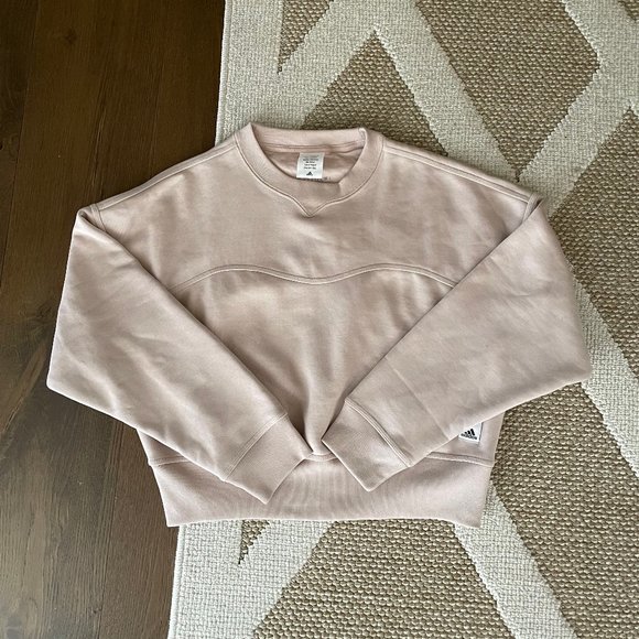 Adidas Taupe Crop Crewneck Sweatshirt - Picture 3 of 7